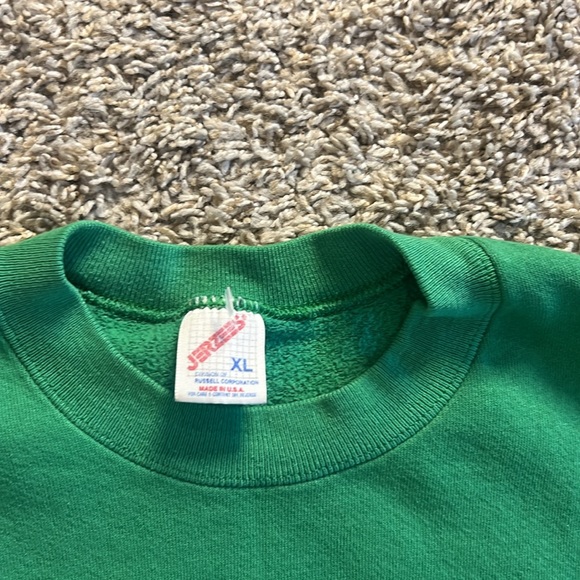 90s Vintage Jerzees USA Made Green Blank Crewneck Sweatshirt VTG Mens XL - Picture 3 of 5